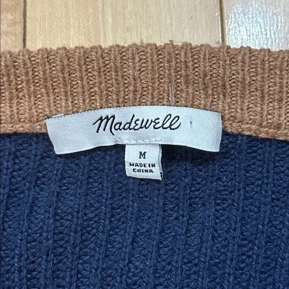 Madewell Brown and Navy Crew Neck Sweater - Picture 3 of 7